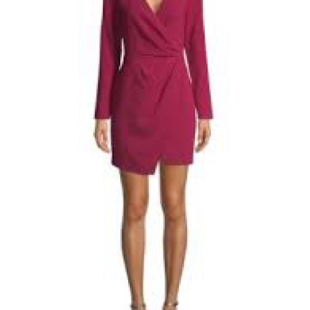 Black Halo Carrie Sheath Deep Red Long Sleeve Dress